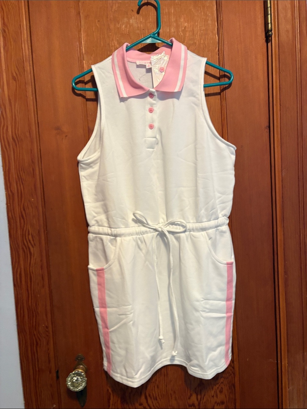 Hot & Delicious White and Pink Sleeveless Polo Tennis dress